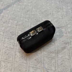 Chic Black Clutch with Silver Detailing